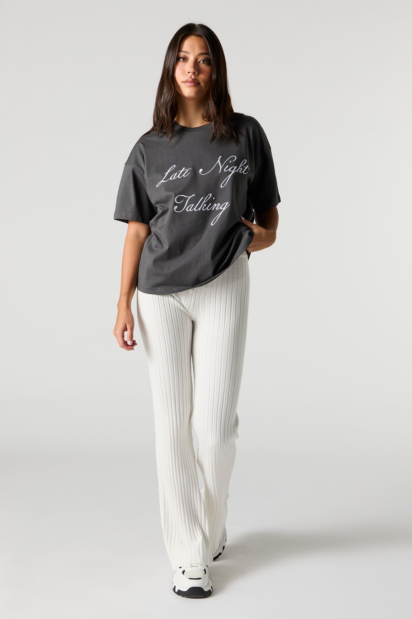 Late Night Talking Embroidered T-Shirt