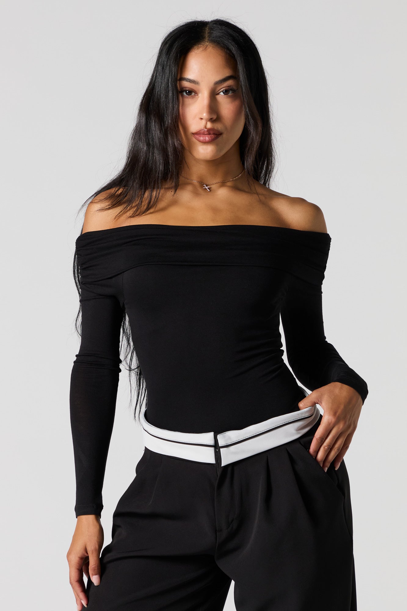 Off Shoulder Long Sleeve Bodysuit