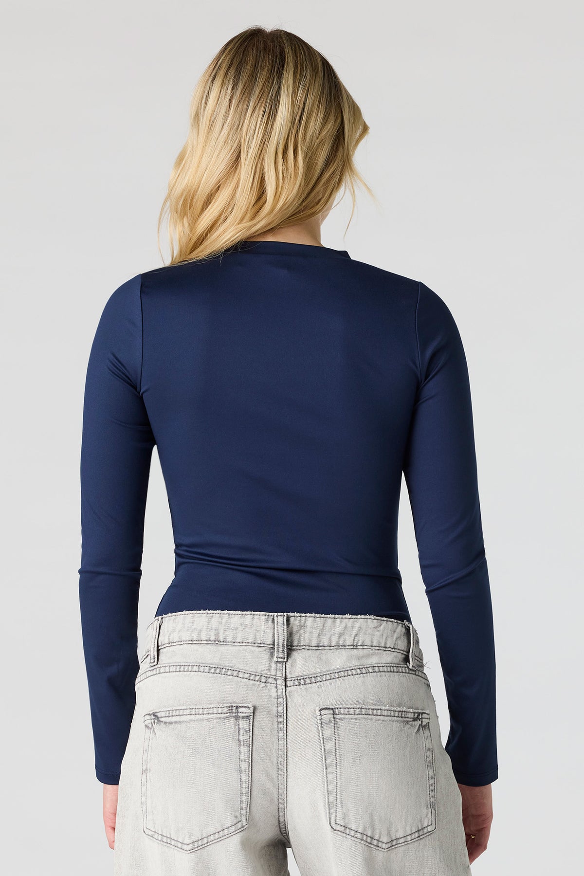 Alt View 2. Contour Long Sleeve Bodysuit - Navy