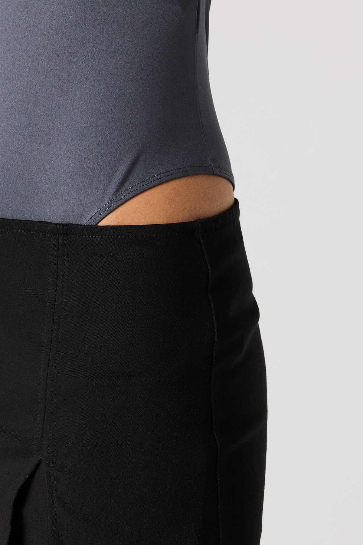 Alt View 4. Contour Off Shoulder Long Sleeve Bodysuit - Dark Grey