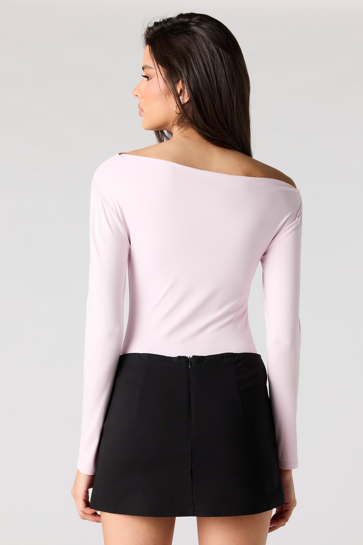 Alt View 2. Contour Off Shoulder Long Sleeve Bodysuit - Lilac