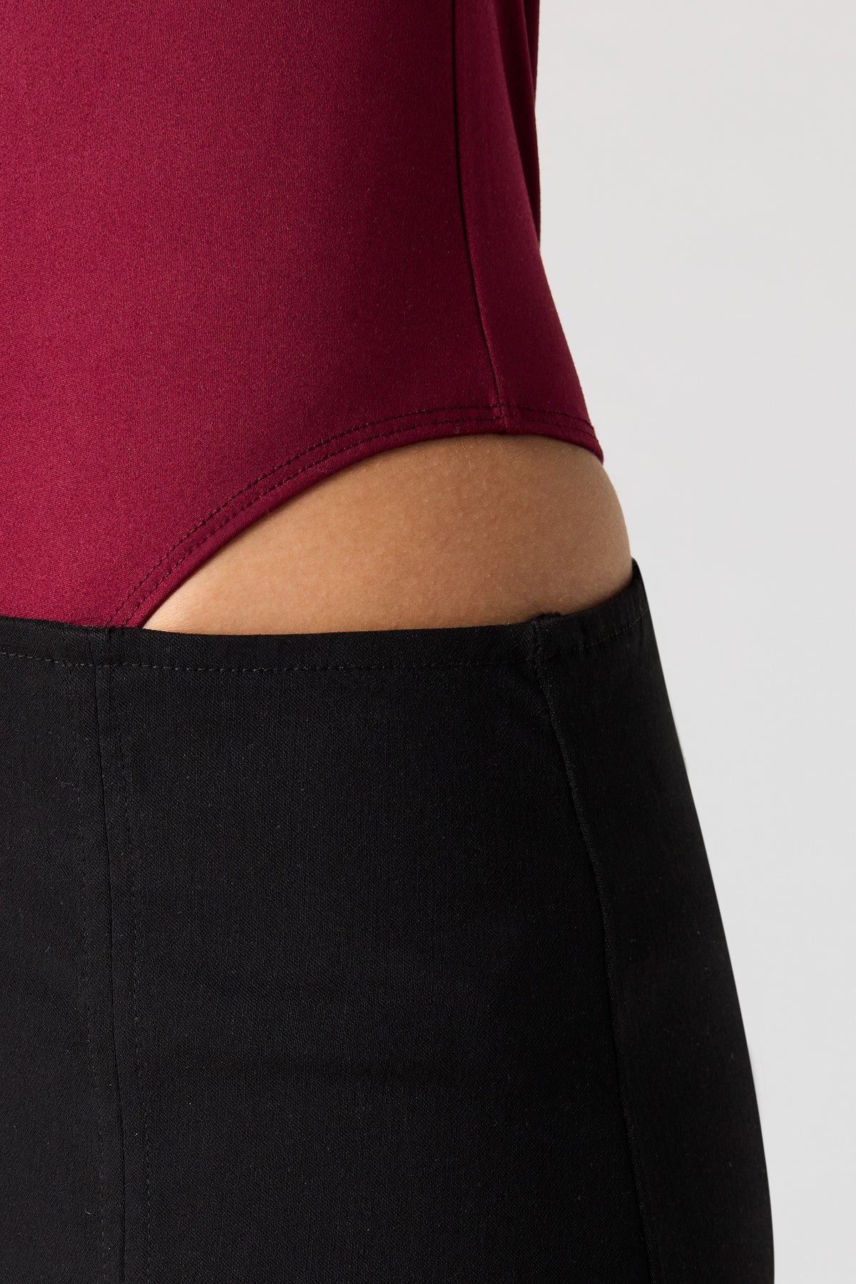 Alt View 4. Contour Off Shoulder Long Sleeve Bodysuit - Wine