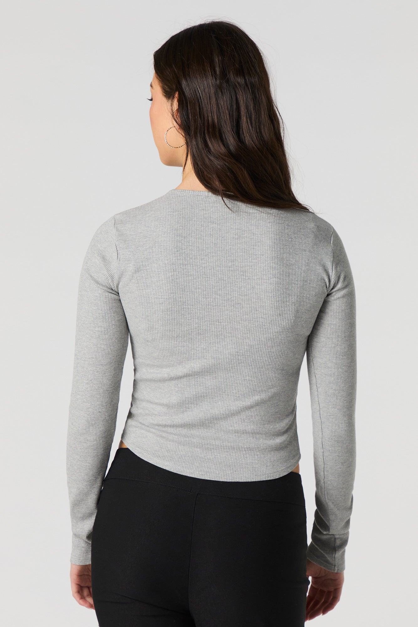 Ribbed Scoop Neck Long Sleeve Top – Urban Planet