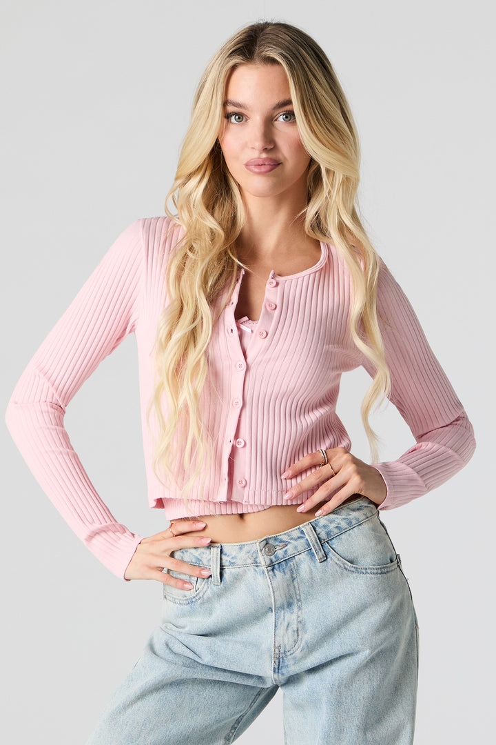 Seamless Ribbed Knit Cardigan