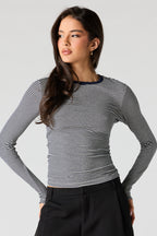 Ribbed Crewneck Long Sleeve Top