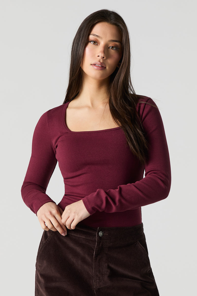 Haut à encolure carrée et manche longue