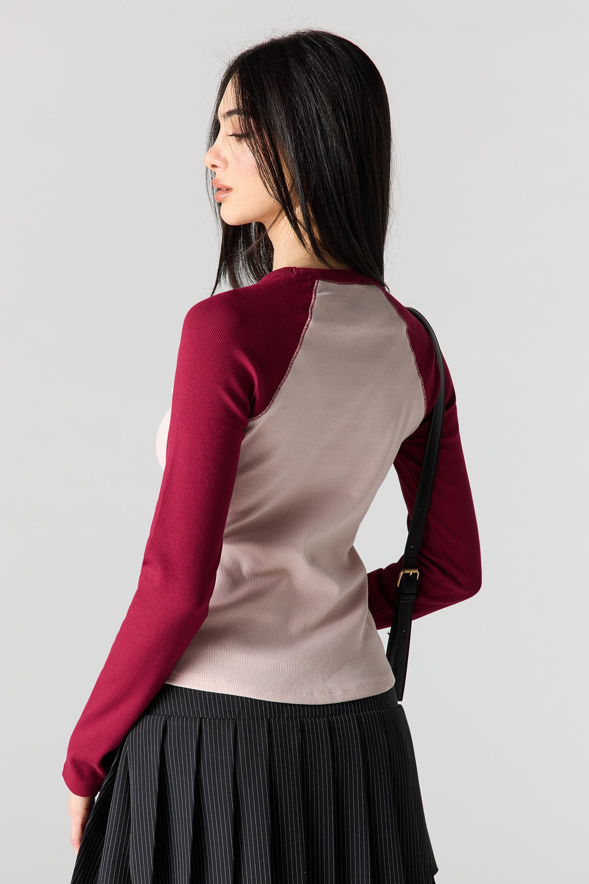 Alt View 2. Ribbed Long Sleeve Top - Lilac