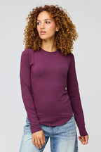 Curved Hem Long Sleeve Top