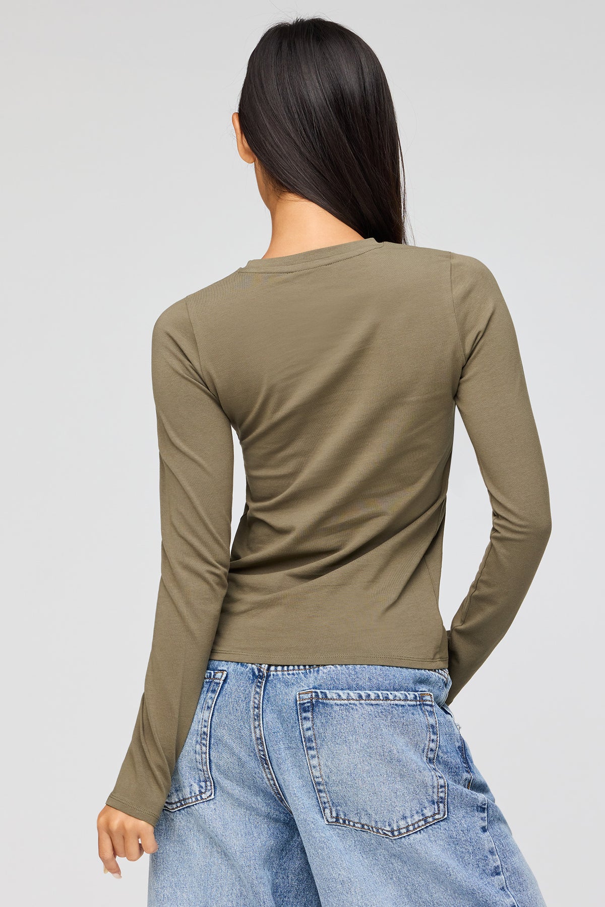 Alt View 2. Long Sleeve Top - Dark Green