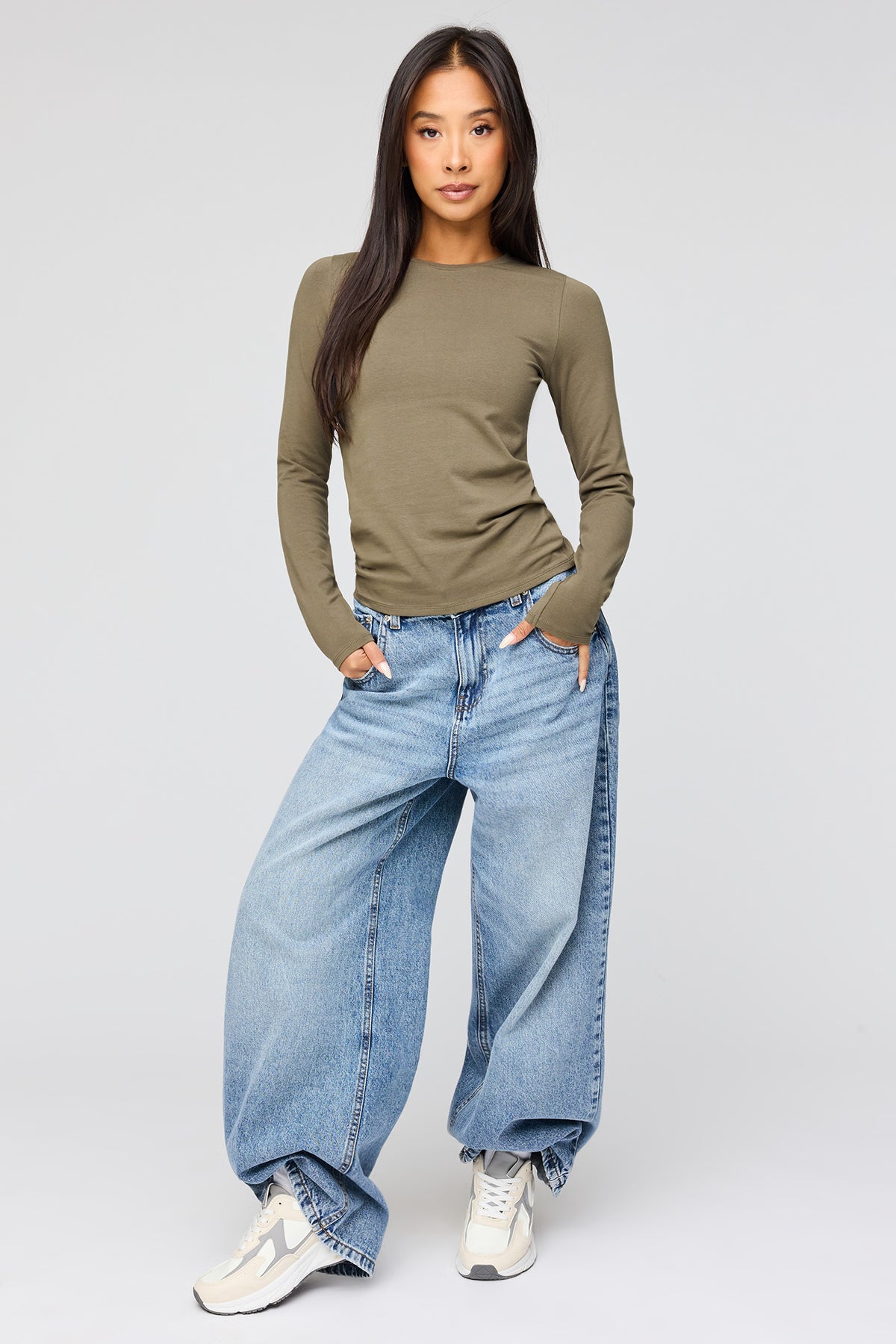 Alt View 3. Long Sleeve Top - Dark Green