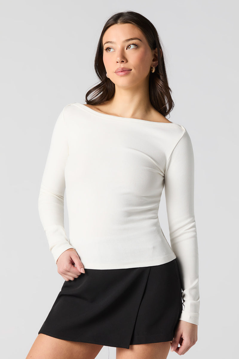Boat Neck Long Sleeve Top