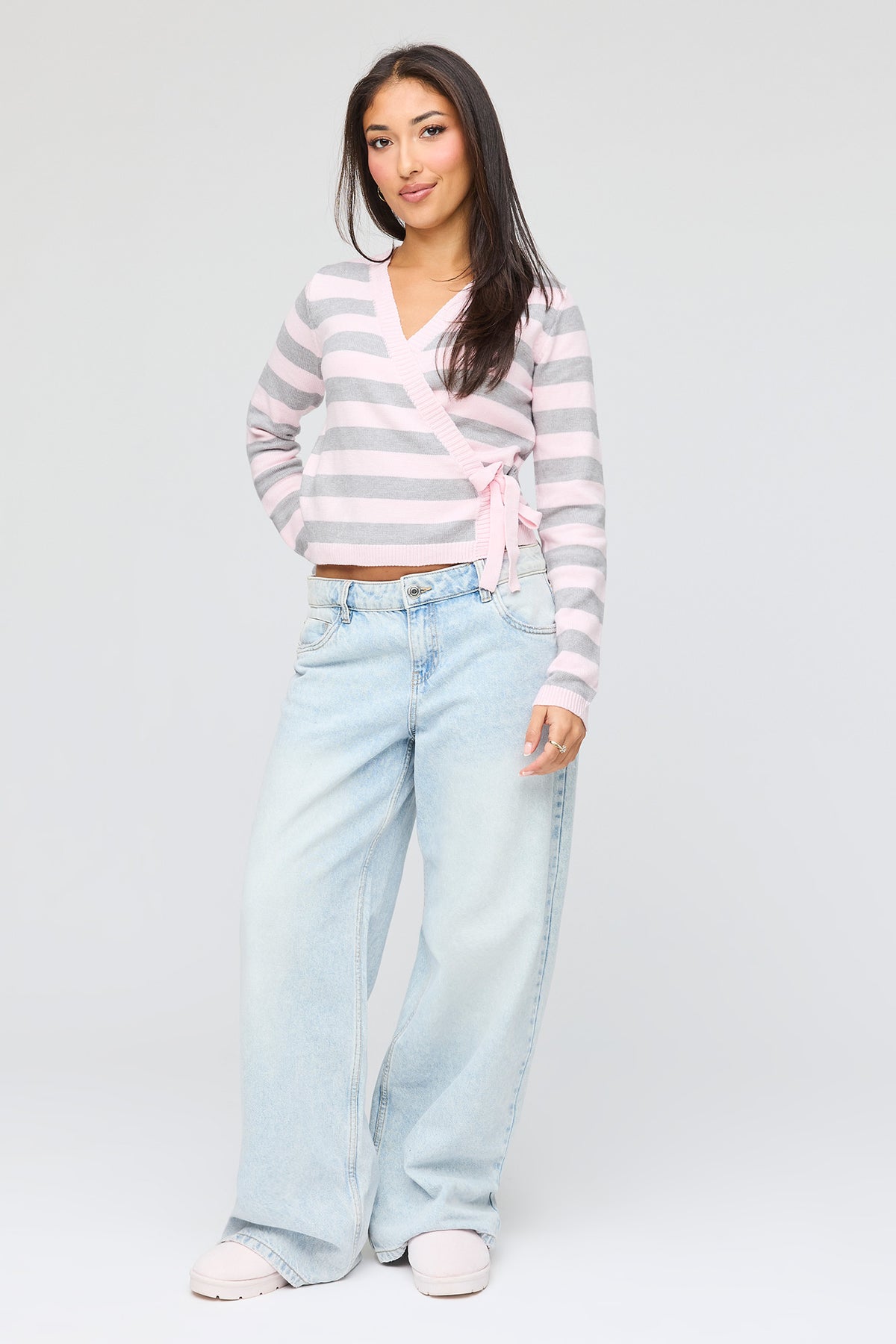 Alt View 3. Side Tie Wrap Sweater - Light Pink