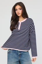 Striped Henley Sweater