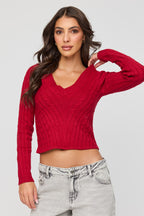 Cable Knit V-Neck Sweater