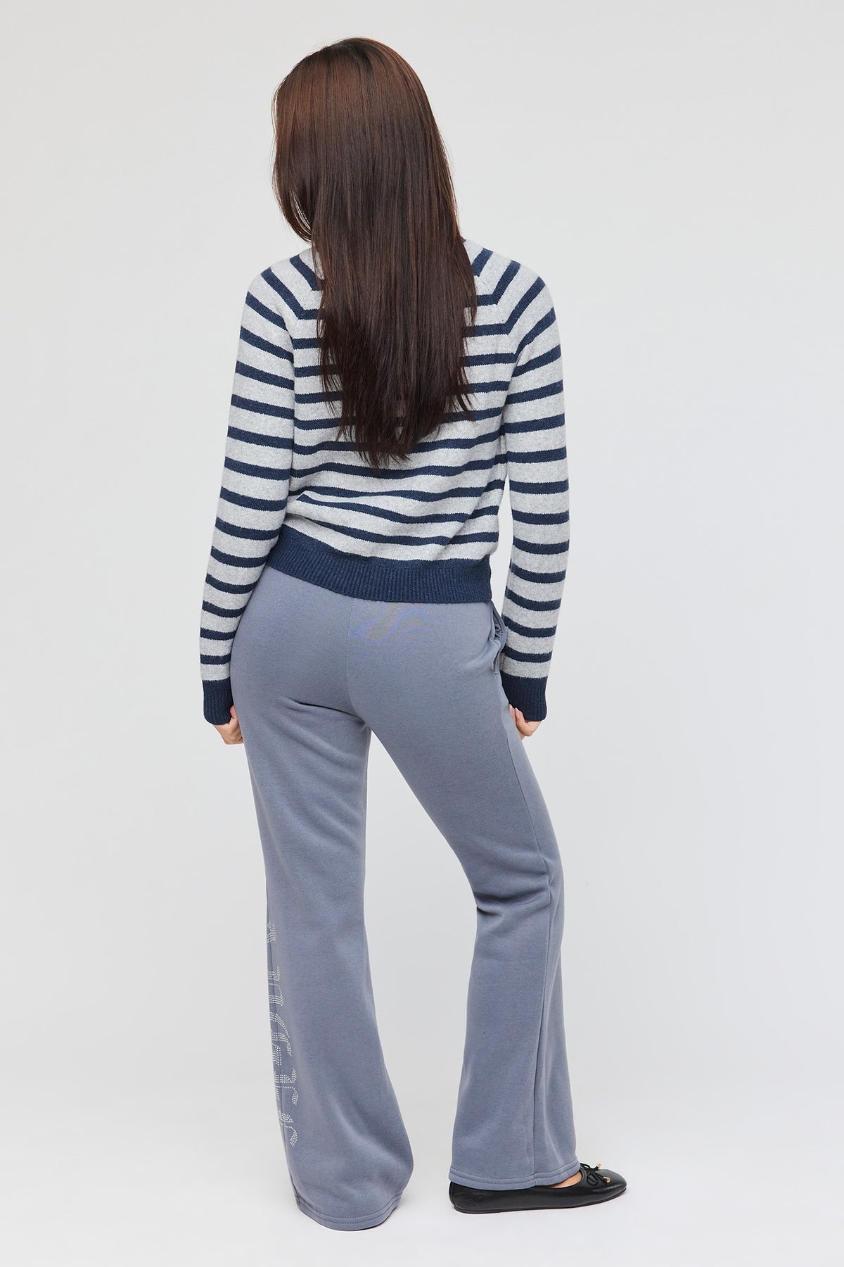 Alt View 3. Rhinestone Flare Sweatpant - Grey Blue