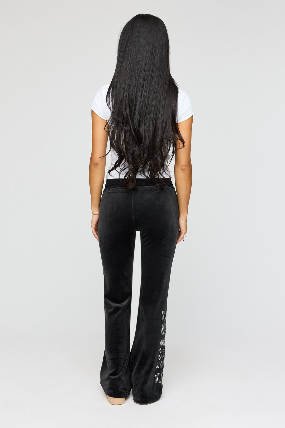Vue alternative 3. Pantalon à jambe évasée en velours avec pierres du Rhin