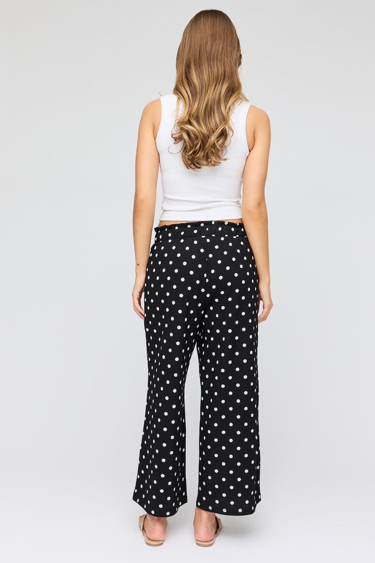 Alt View 3. Patterned Cropped Wide Leg Pant - Black