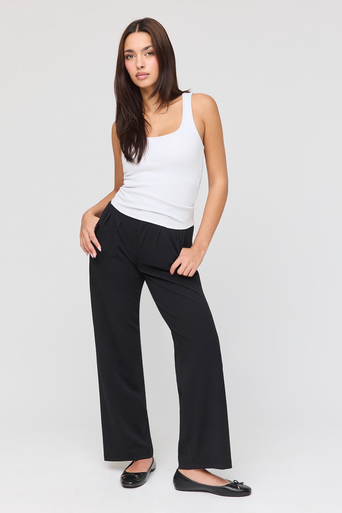 Wide Leg Dress Pant - Black