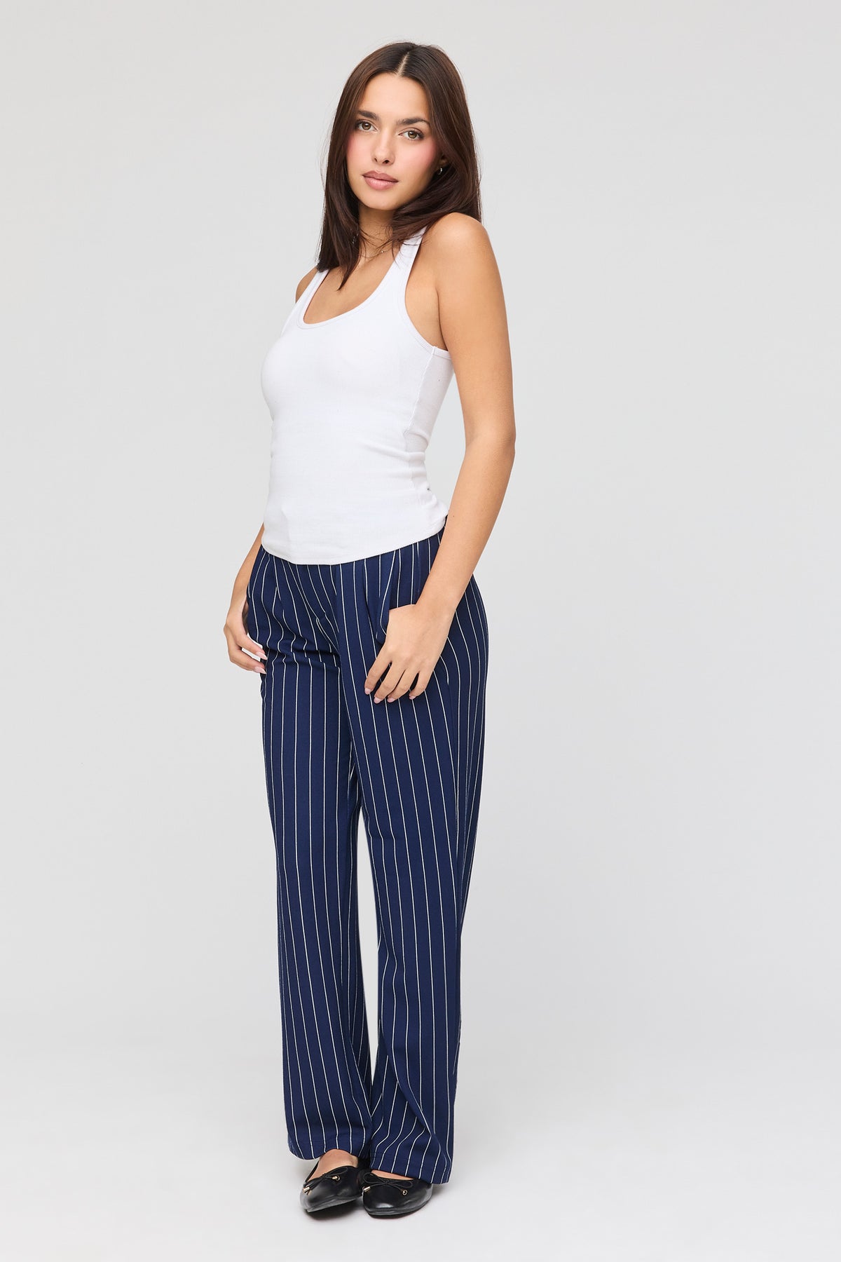 Wide Leg Dress Pant - Navy