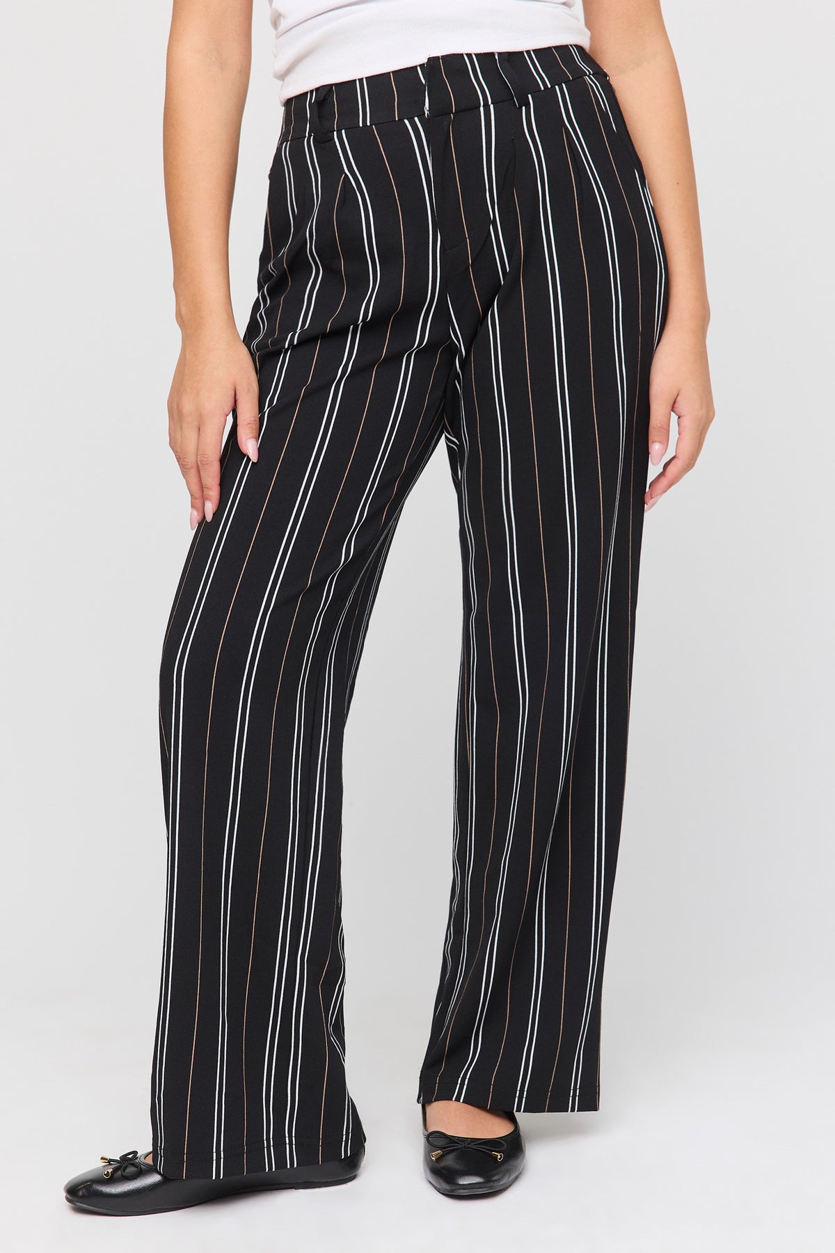 Alt View 2. Wide Leg Dress Pant - Black with White