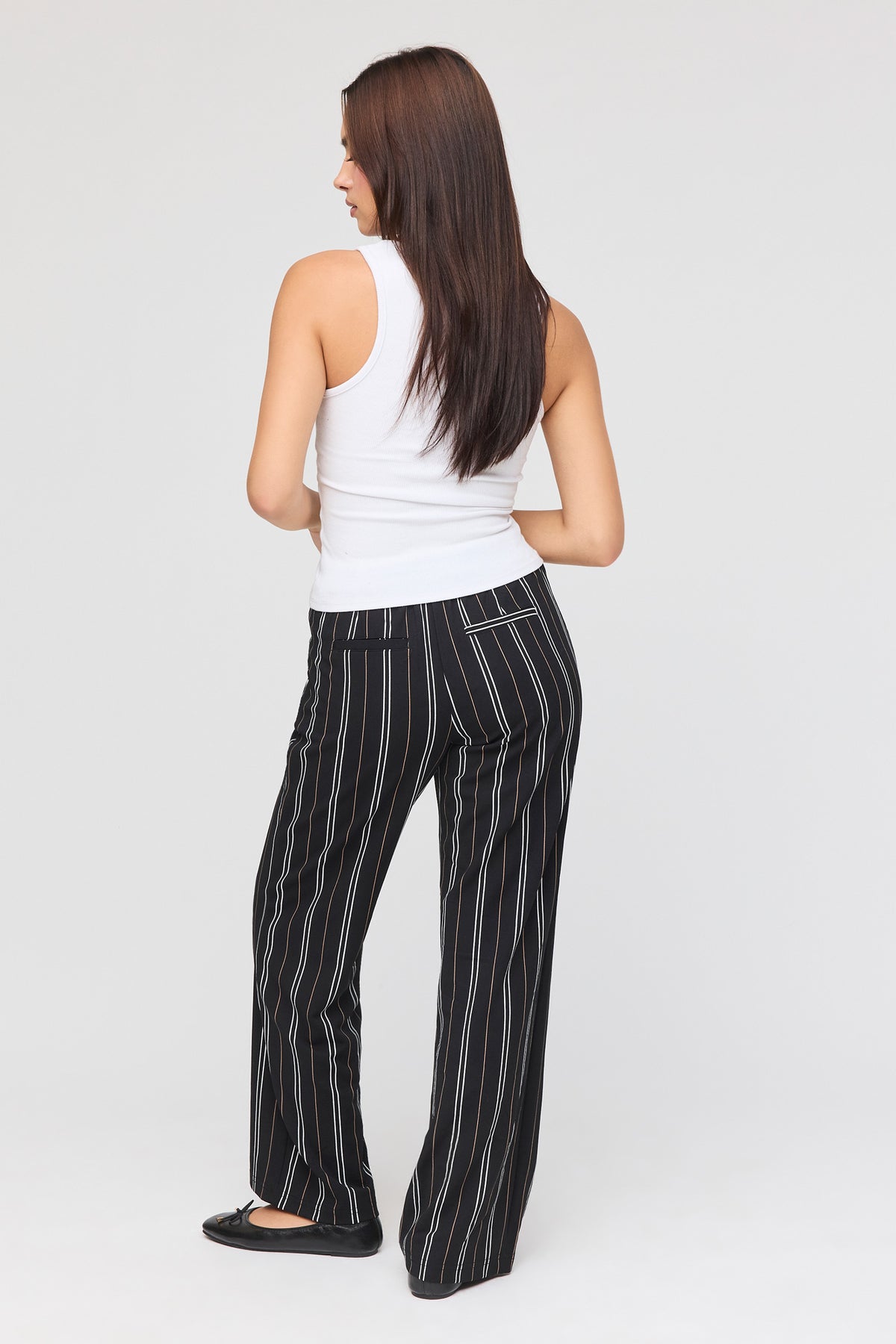 Alt View 3. Wide Leg Dress Pant - Black with White