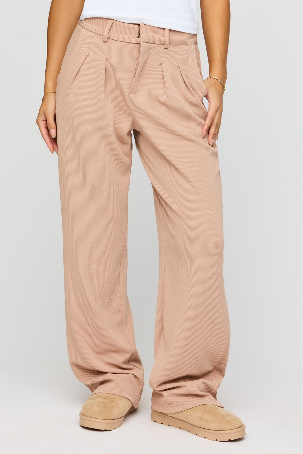 Alt View 2. Pleated Wide Leg Dress Pant - Taupe