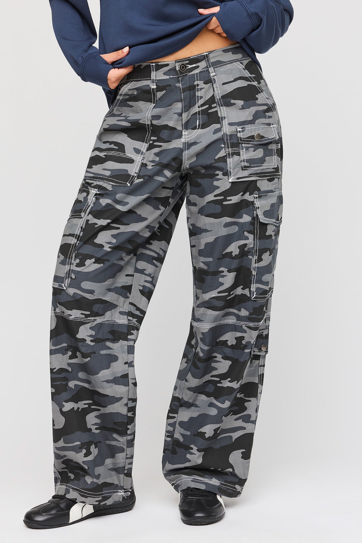 Alt View 2. Wide Leg Cargo Pant - Camouflage