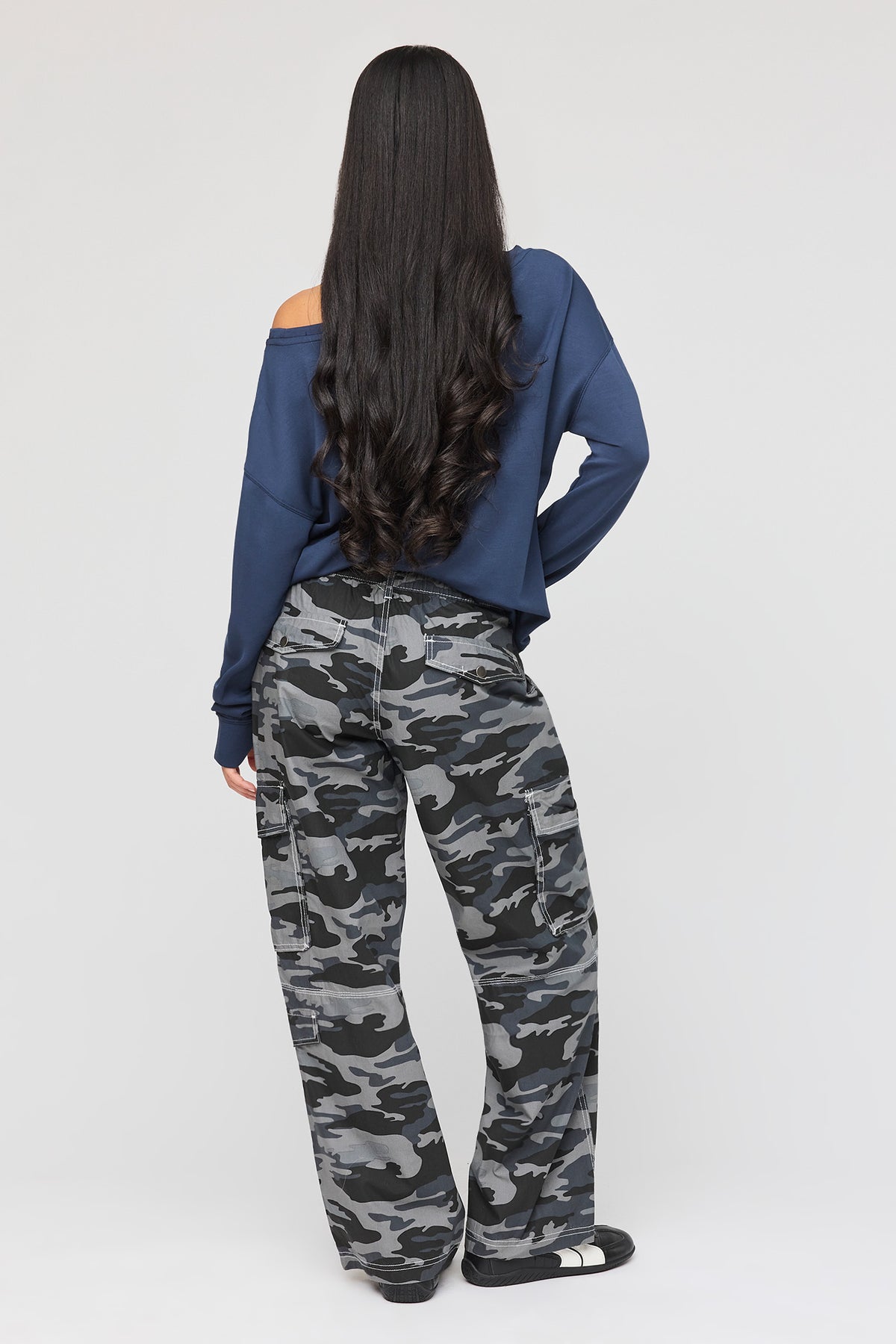 Alt View 3. Wide Leg Cargo Pant - Camouflage
