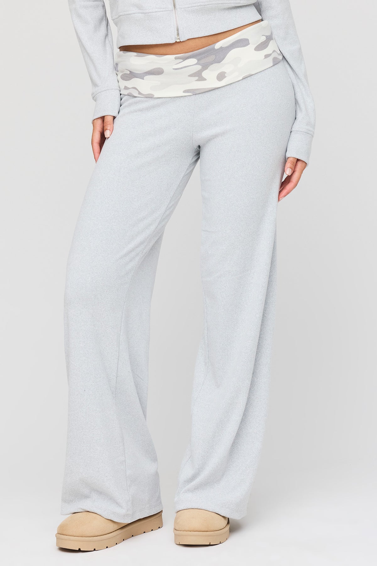 Alt View 3. Zip Hoodie & Wide Leg Pant Set - Light Grey