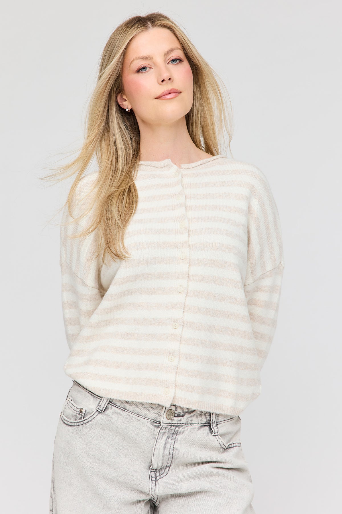 Buttoned Cardigan - Oatmeal