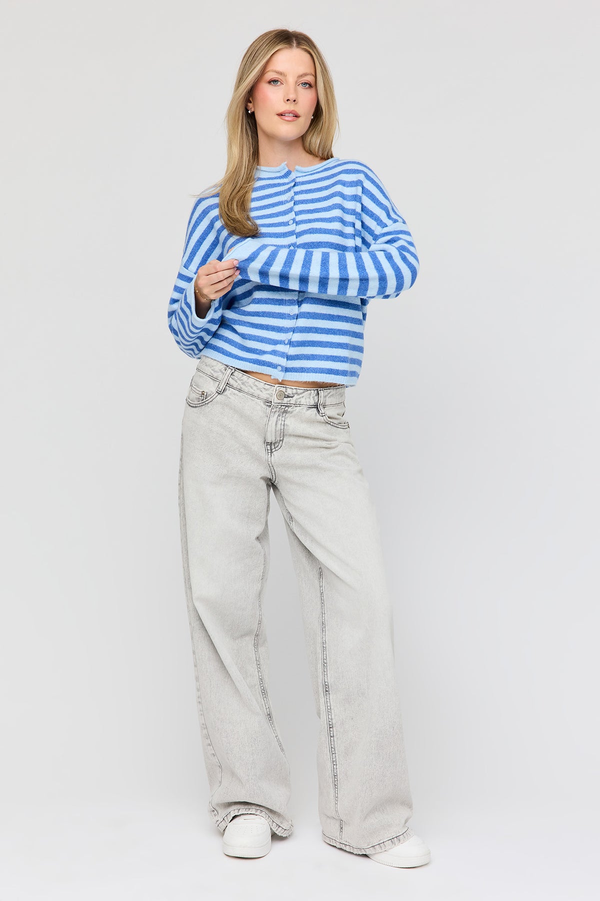 Alt View 3. Buttoned Cardigan - Blue