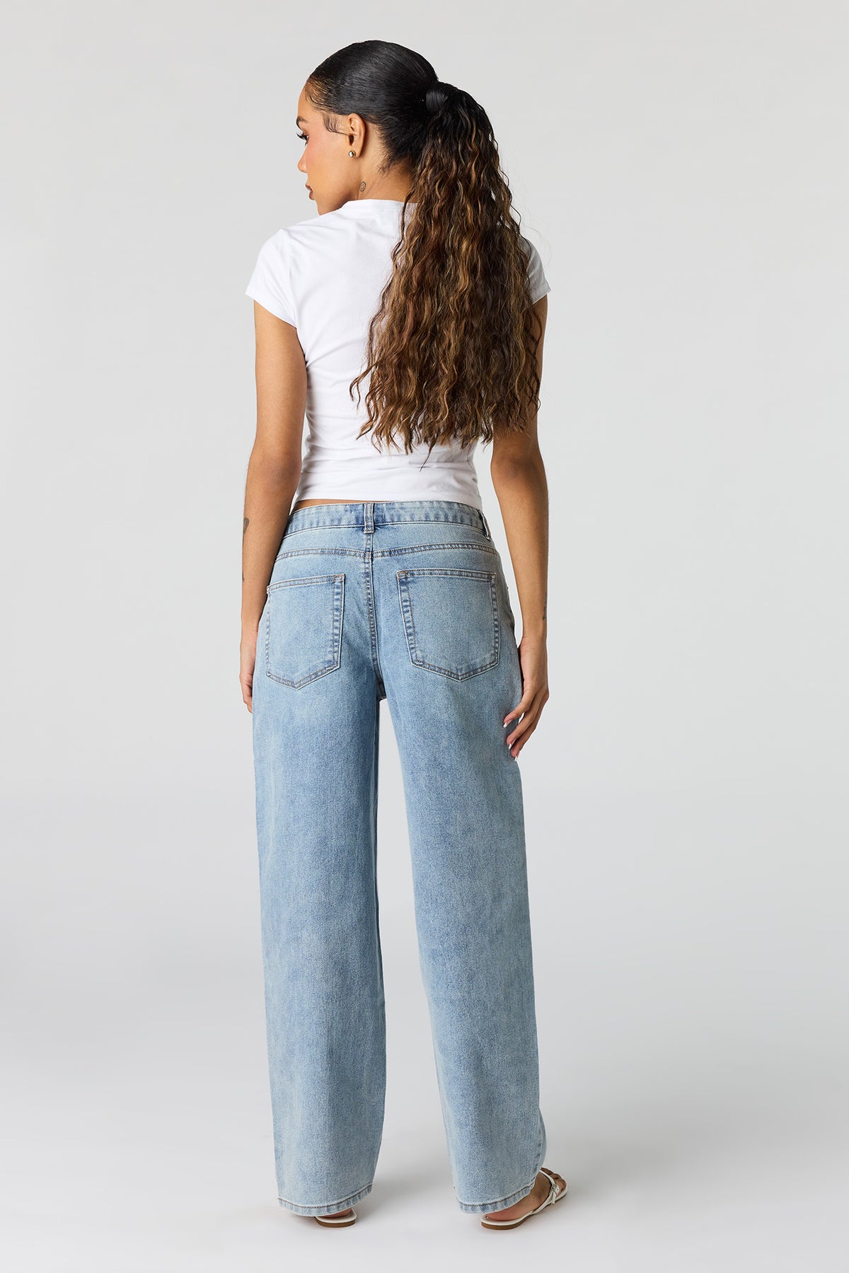 Alt View 3. Stretch High Rise Barrel Medium Jean - Medium Blue