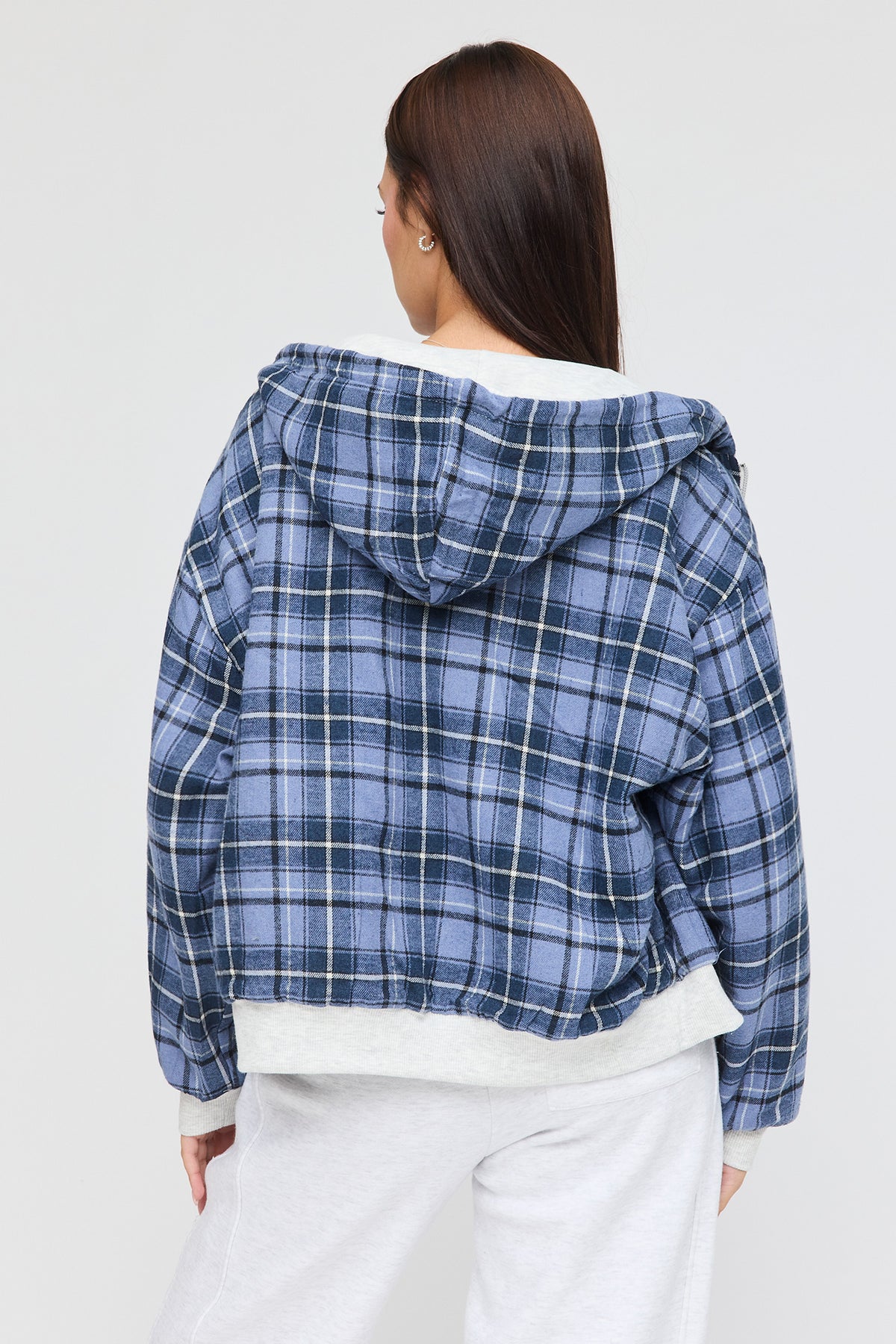 Alt View 3. Reversible Plaid Zip Hoodie - Heather Grey