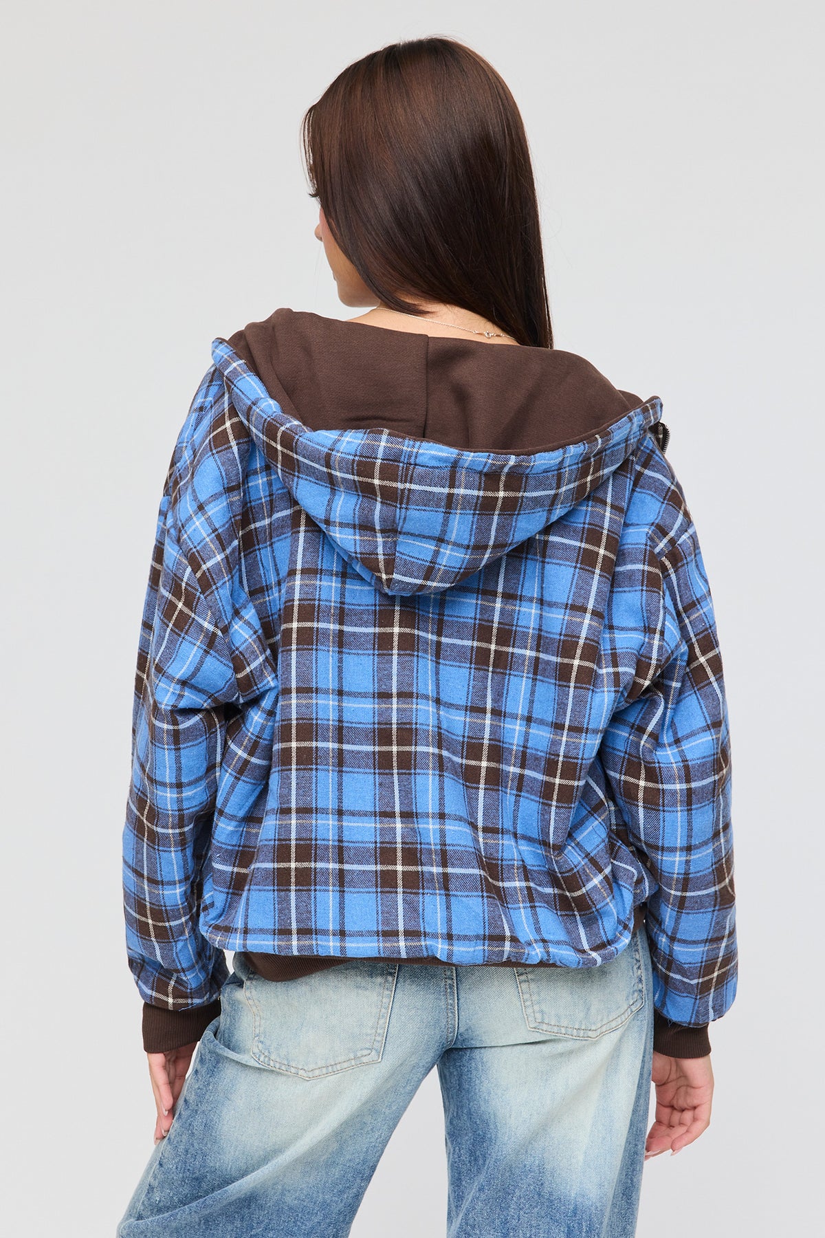Alt View 3. Reversible Plaid Zip Hoodie - Brown