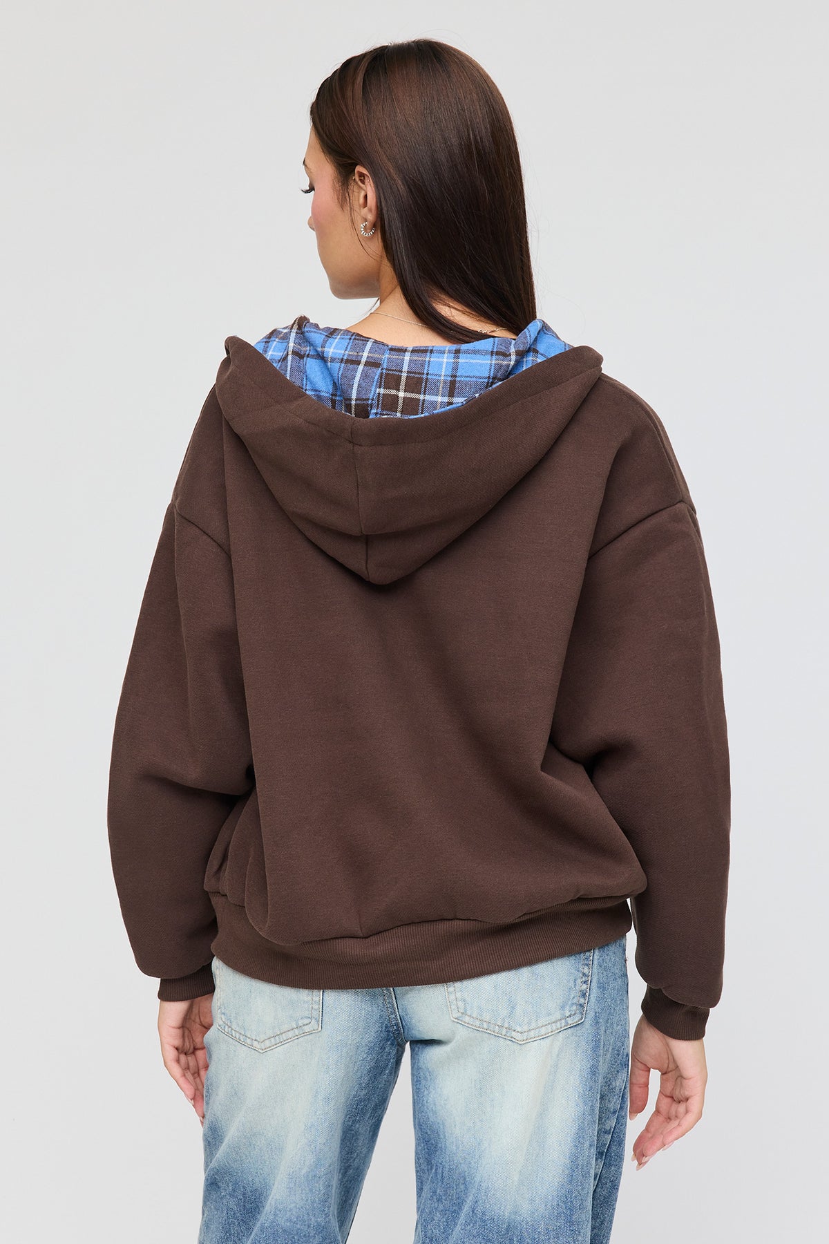 Alt View 4. Reversible Plaid Zip Hoodie - Brown