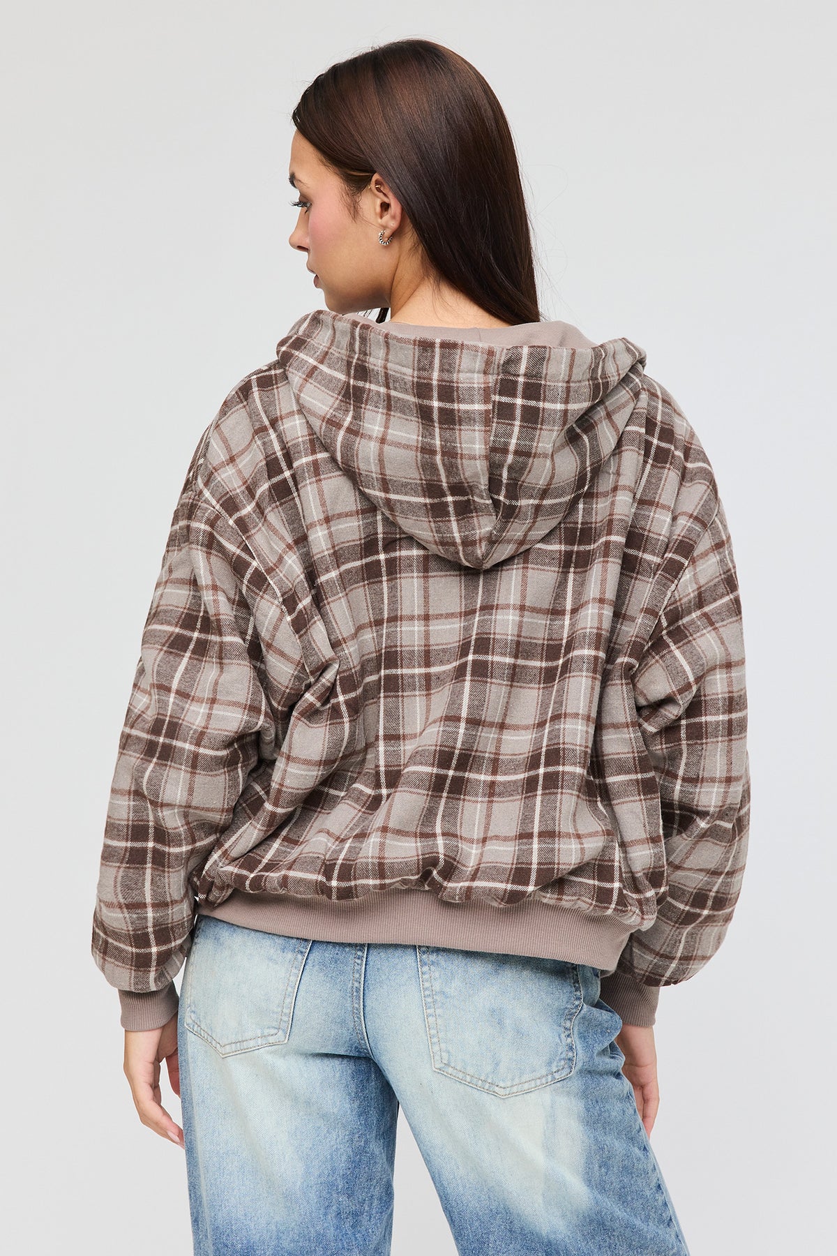 Alt View 3. Reversible Plaid Zip Hoodie - Light Brown