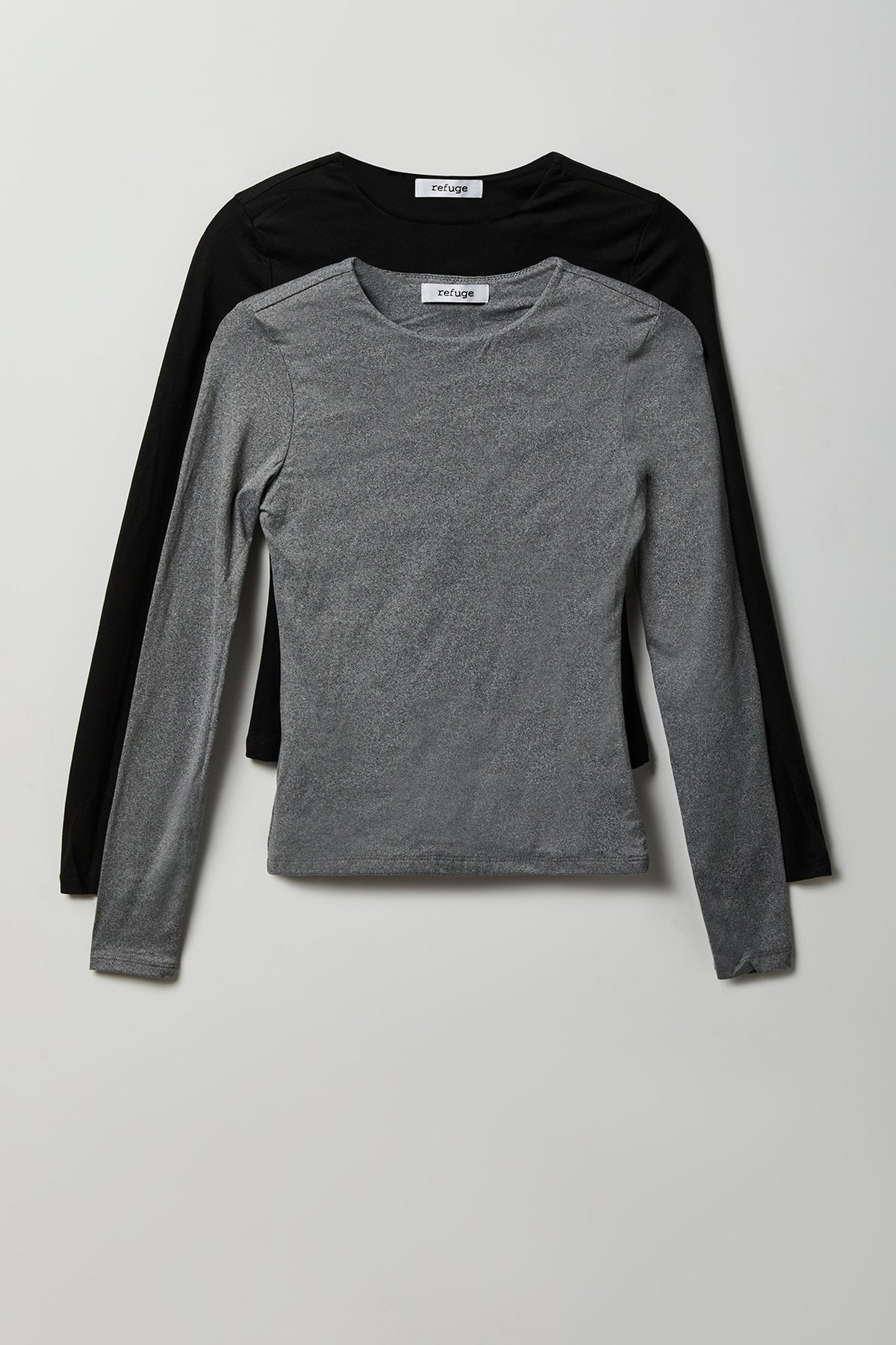 Double Lined Contour Long Sleeve Top (2 Pack) - Heather Grey