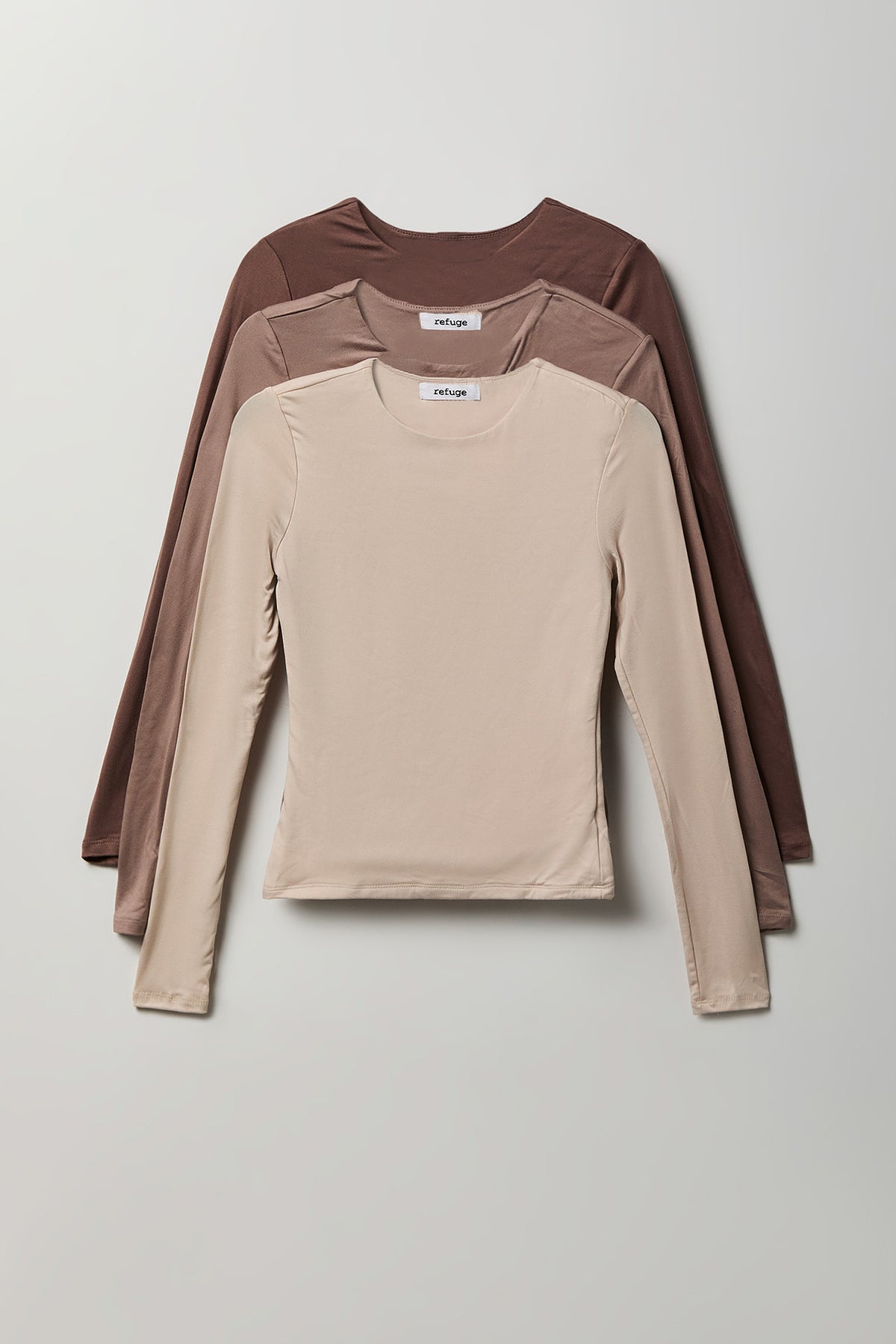 Contour Long Sleeve Top (3 Pack) - Sand