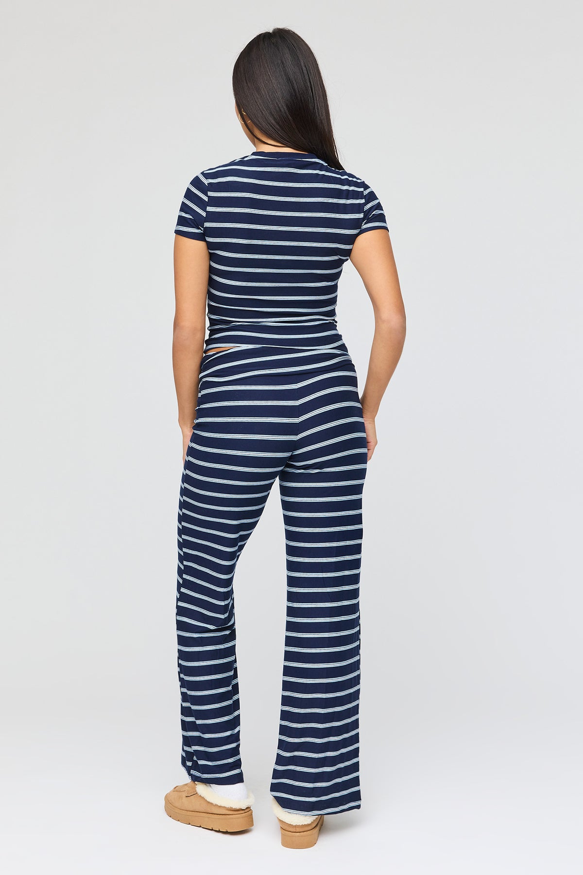 Alt View 4. Striped Tee & Pant & Headband Set - Navy