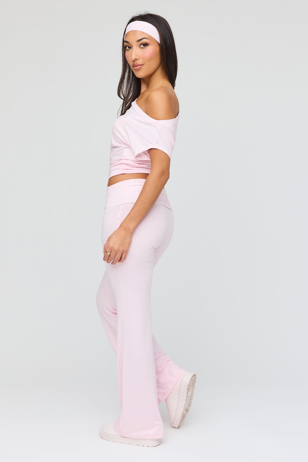 Alt View 4. Polka Dot Top & Pant & Headband Set - Pink