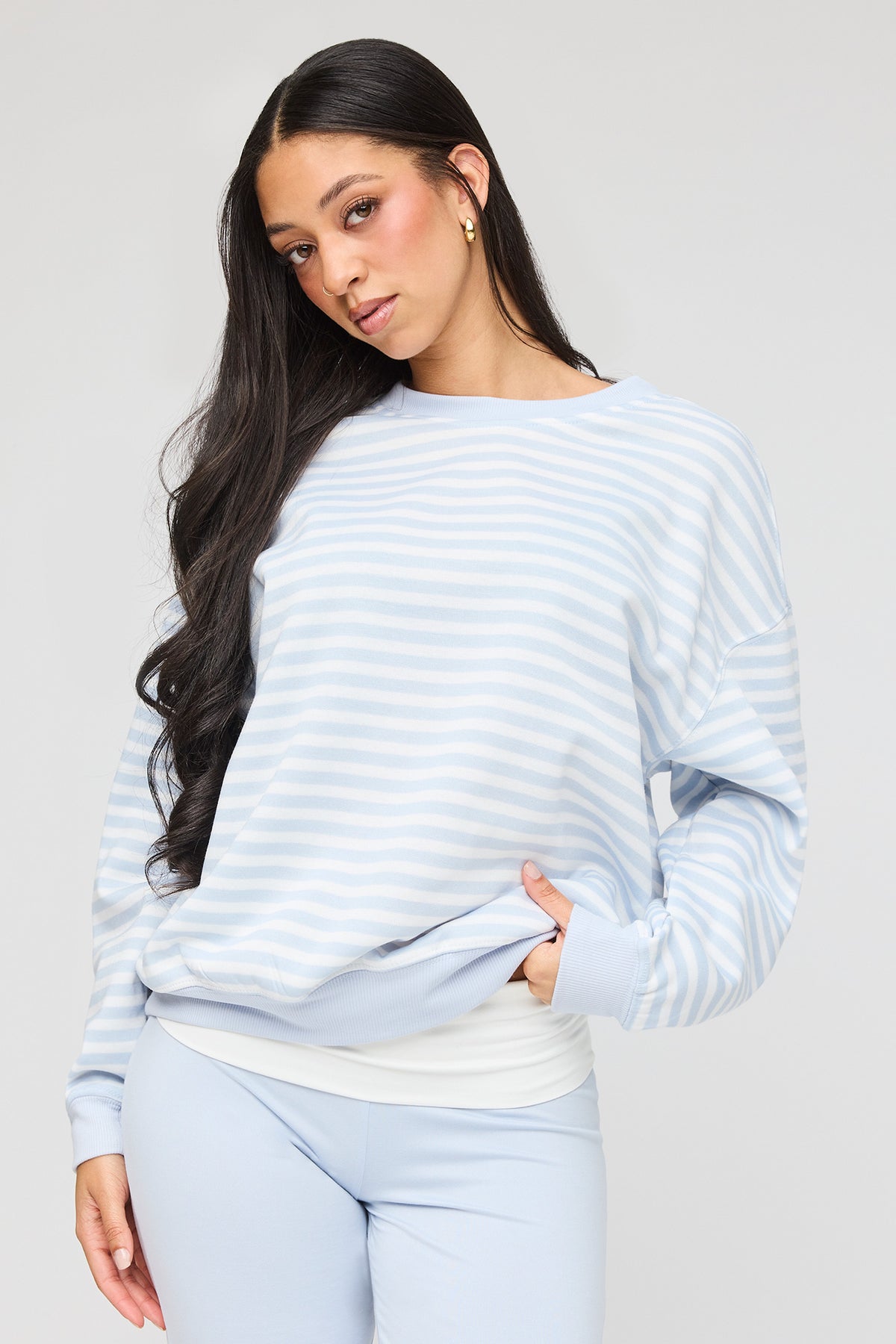 Alt View 2. Striped Sweatshirt & Pant & Socks Set - Sky Blue