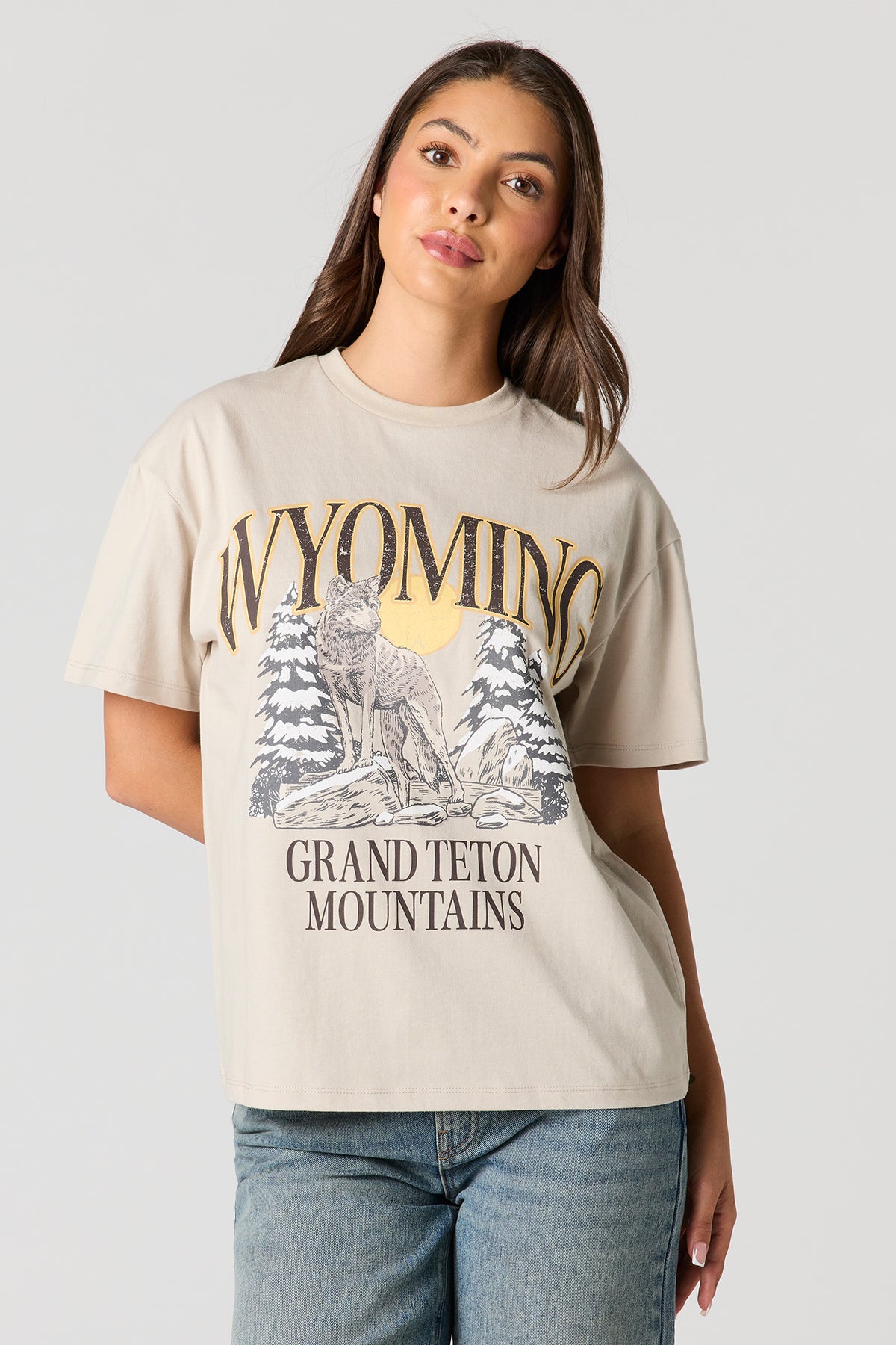 Alt View 2. Luxe Heavy Cotton Graphic Boyfriend T-Shirt - Oatmeal