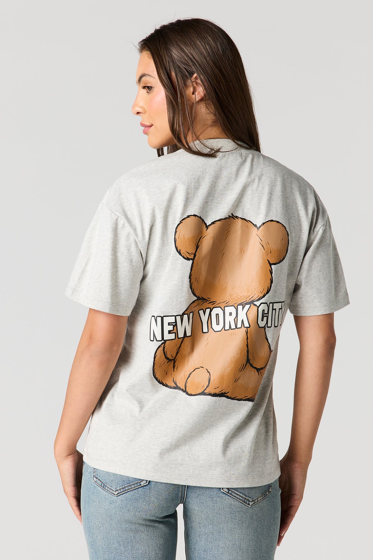 Alt View 2. Luxe Heavy Cotton Teddy Graphic Boyfriend T-Shirt - Heather Grey