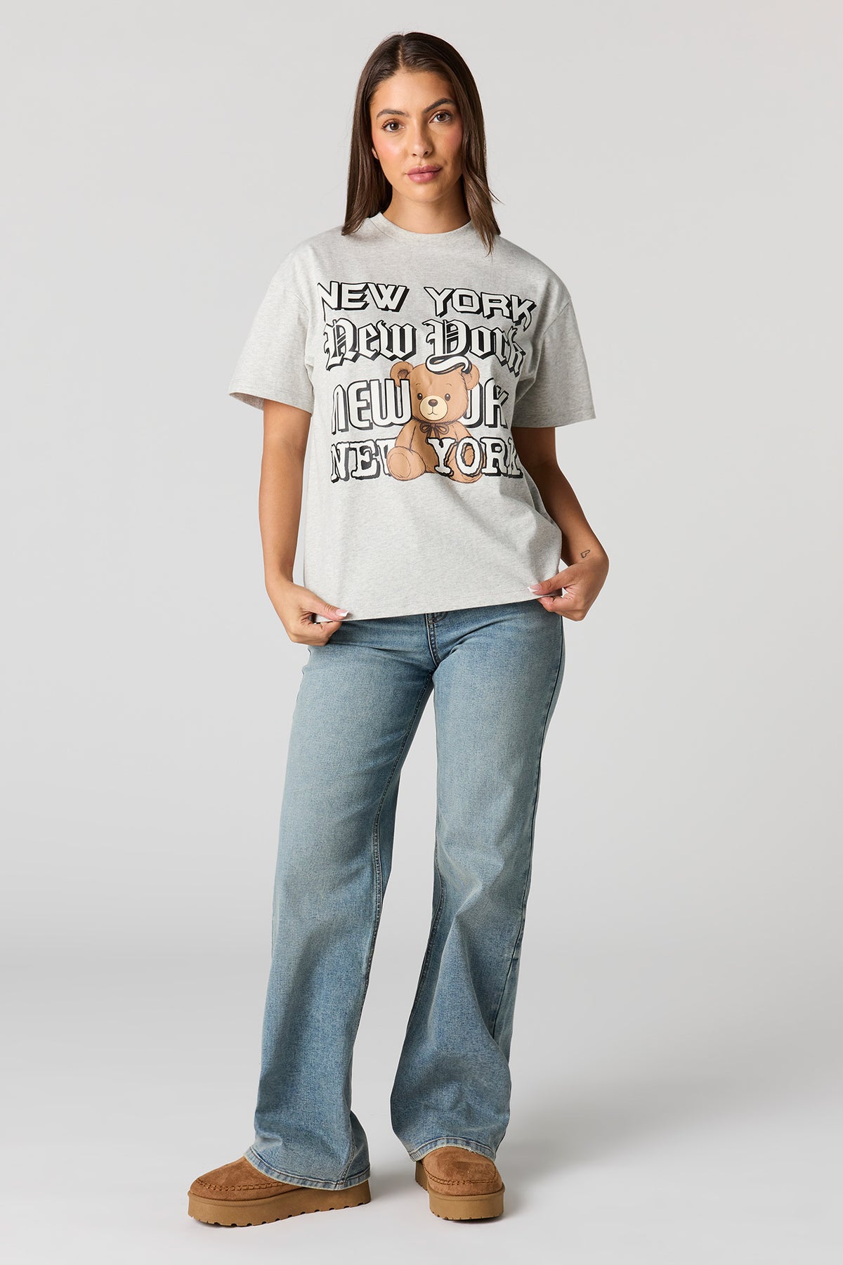 Alt View 3. Luxe Heavy Cotton Teddy Graphic Boyfriend T-Shirt - Heather Grey