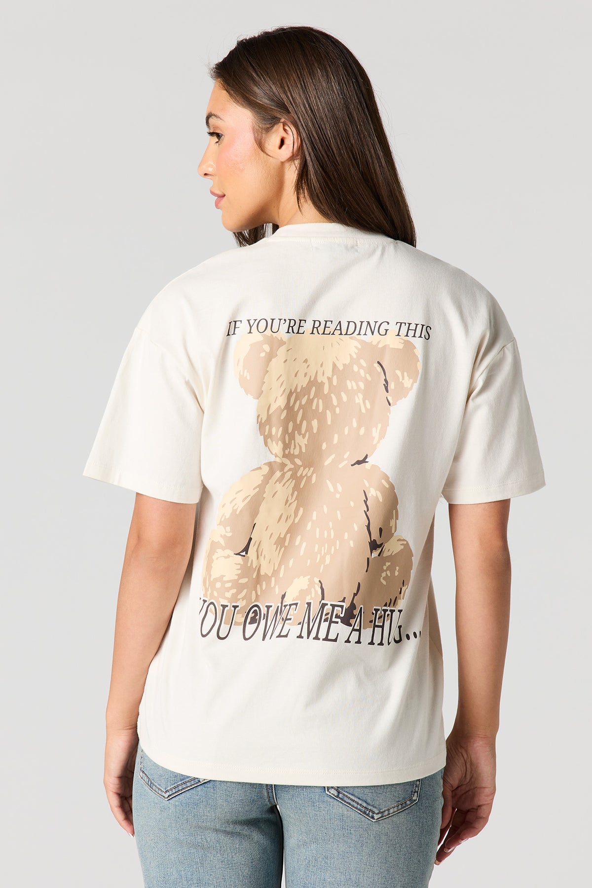 Alt View 2. Luxe Heavy Cotton Teddy Graphic Boyfriend T-Shirt - Ivory