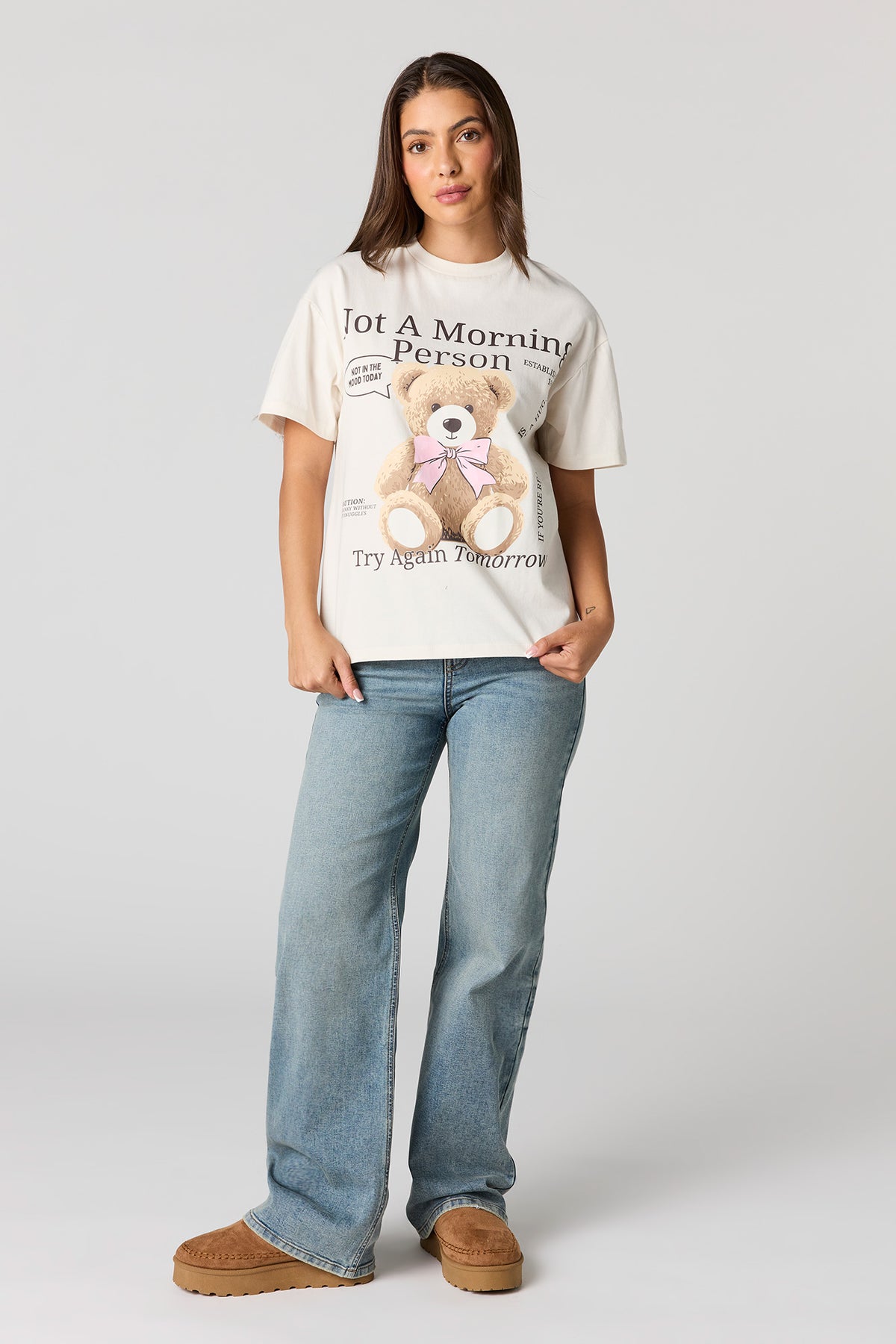 Alt View 3. Luxe Heavy Cotton Teddy Graphic Boyfriend T-Shirt - Ivory