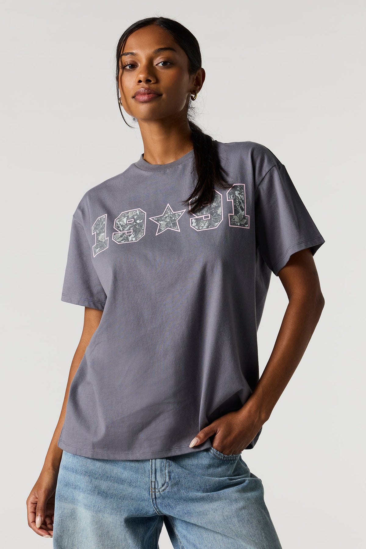 T-shirt coupe garçonne à imprimé 1991