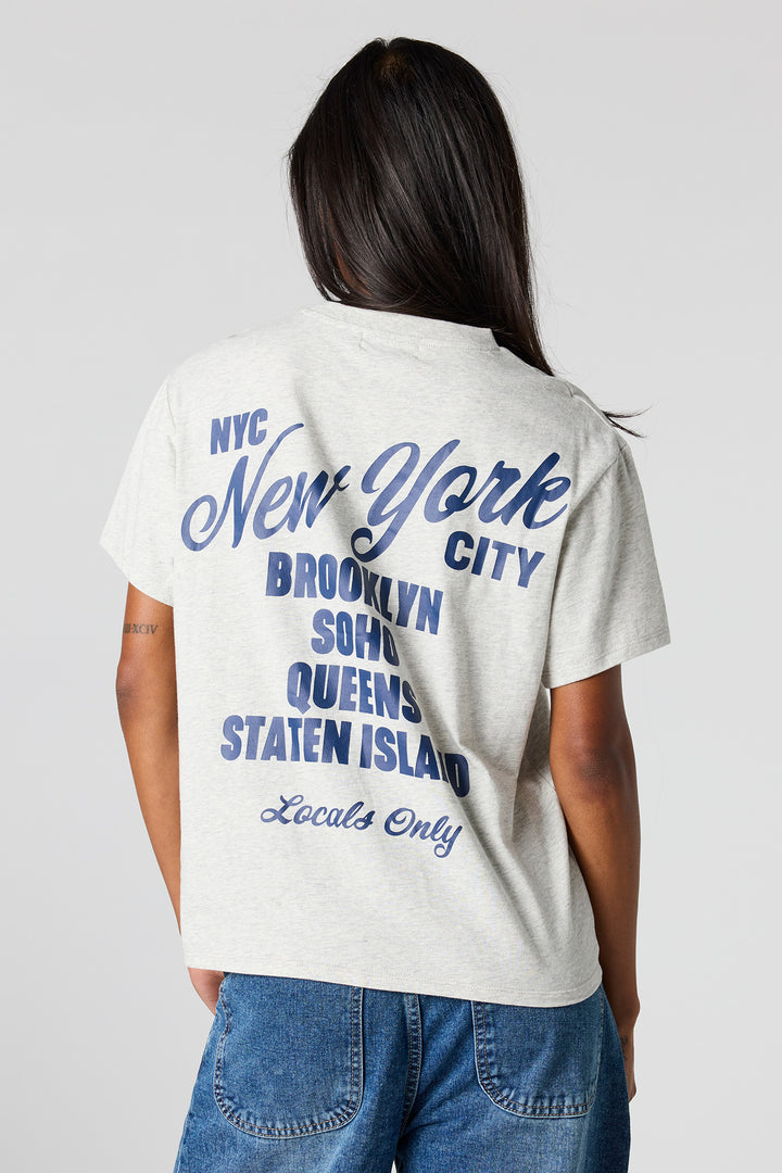 NYC Puffed Print Boxy Boyfriend T-Shirt