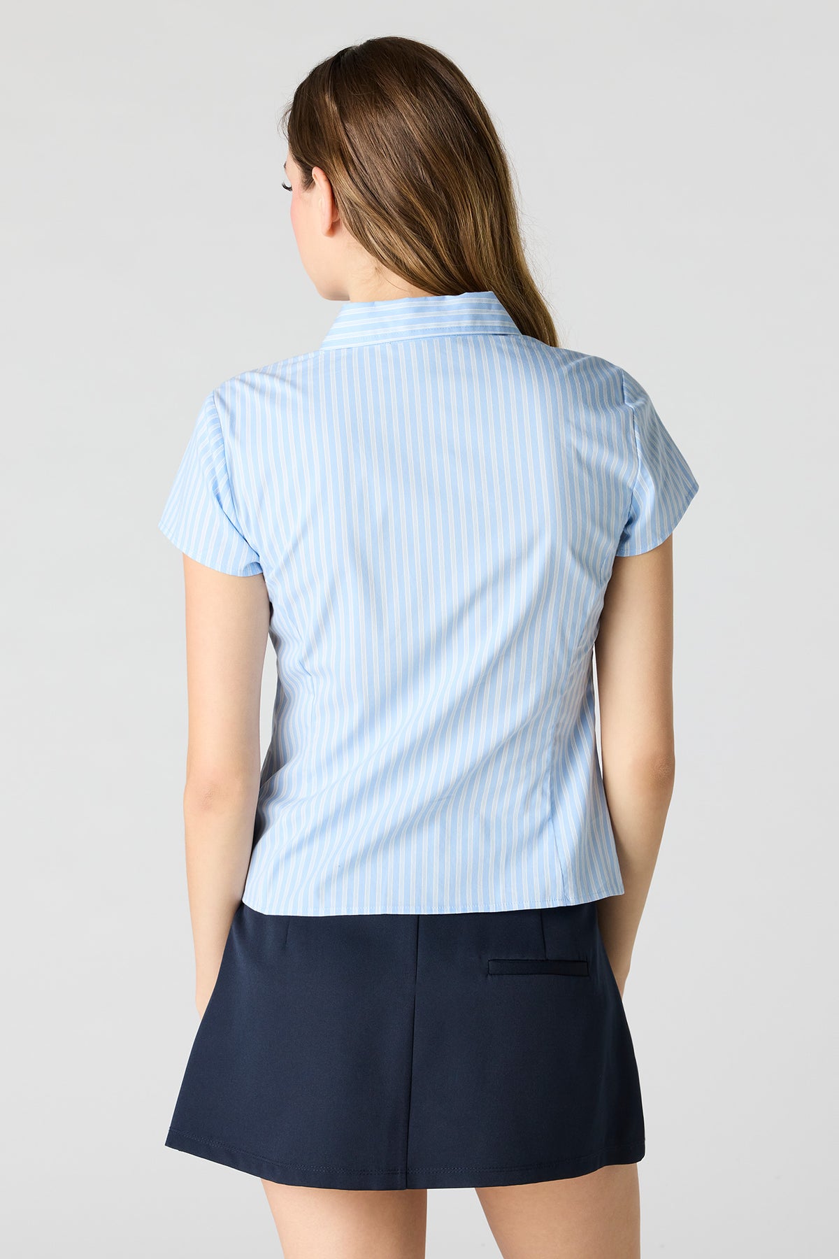 Alt View 2. Button-Up Fitted Shirt - Baby Blue