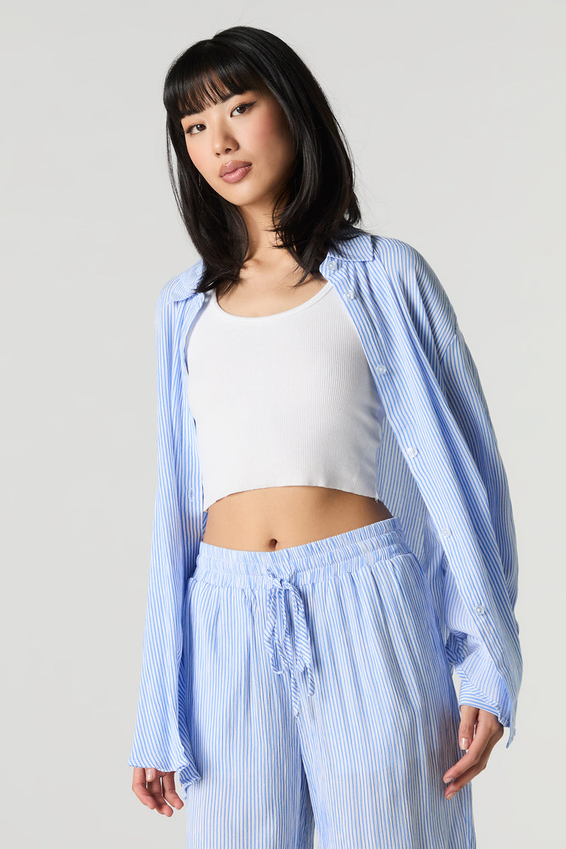 Oversized Button-Up Side Slit Top